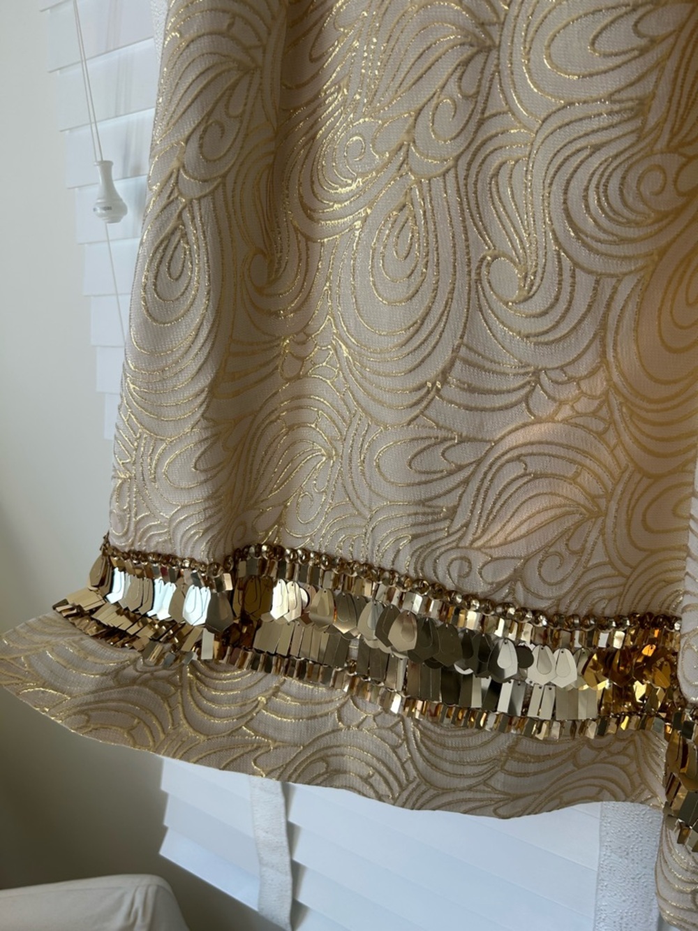 Lilly Pulitzer Shift Dress Gold Silk Mini Tan Sequins XS - Picture 3 of 9